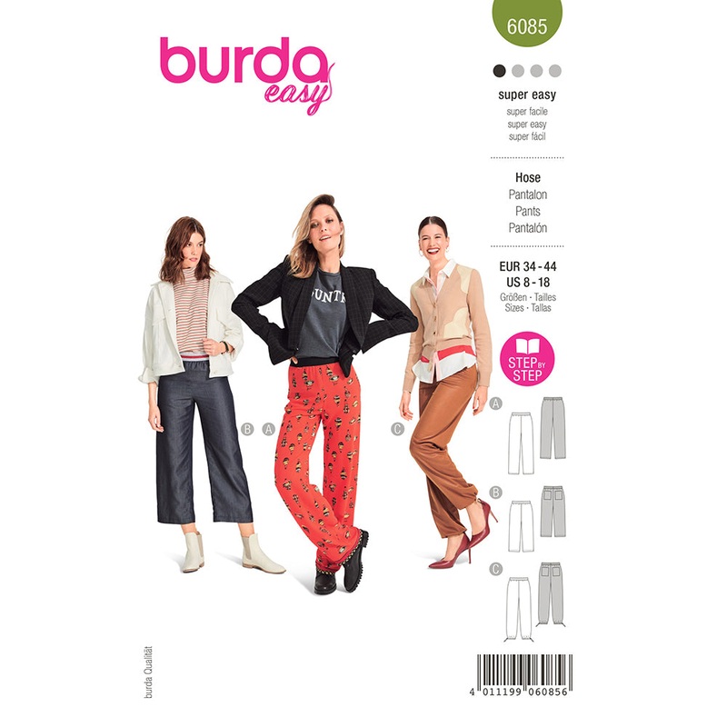 BURDA – 6085 Straight Leg Pants/Trousers with Stretch Waistband