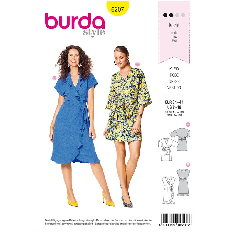 BURDA – 6207 Wrap Dress with Tie Bands