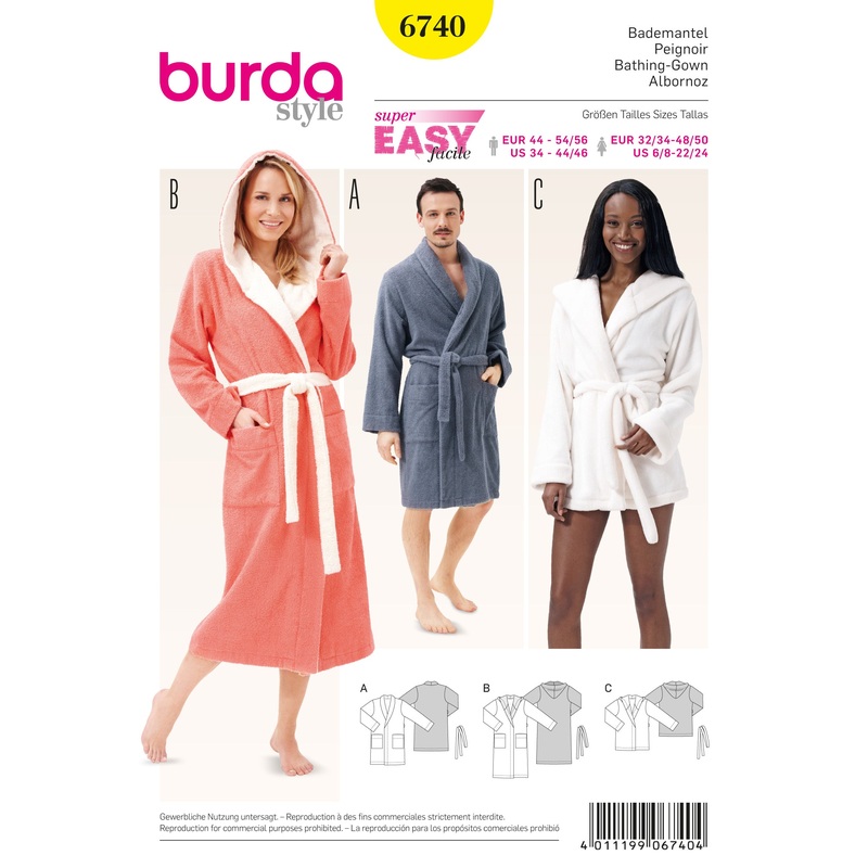 BURDA – 6740 Unisex Bathrobe