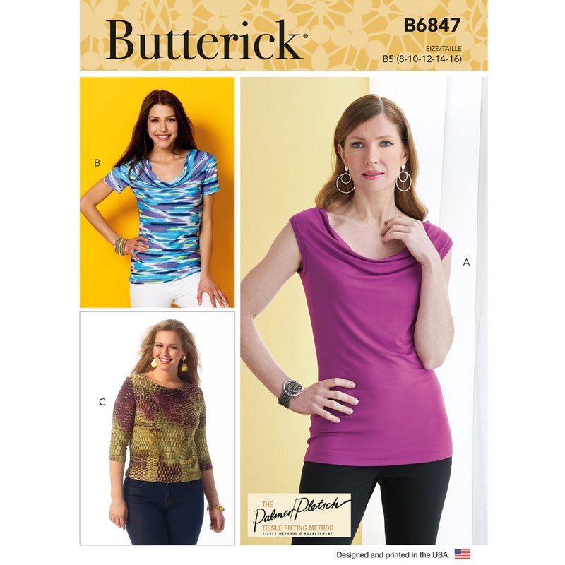 B6847 MISSES’ COWL-NECK TOPS