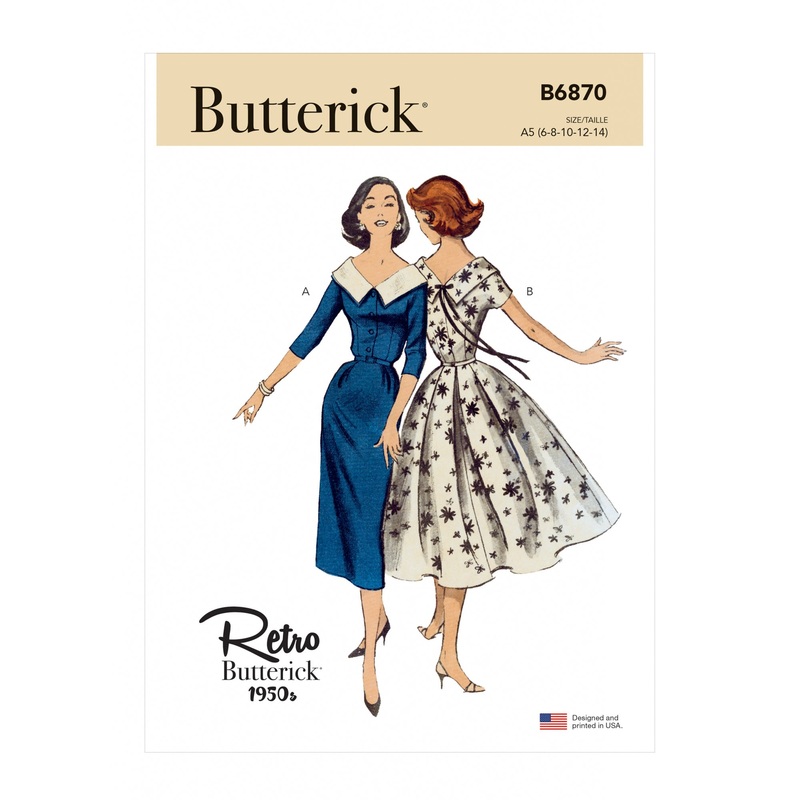 B6870 1950s Vintage Misses’ Dress and Belt