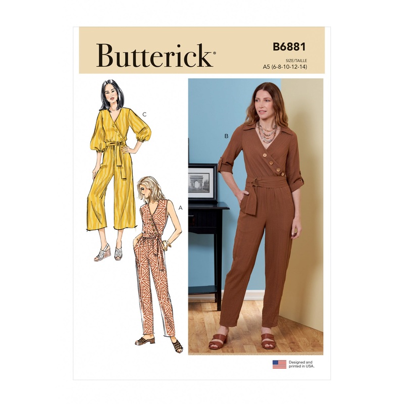 B6881 Misses’ Jumpsuit, Sash and Belt