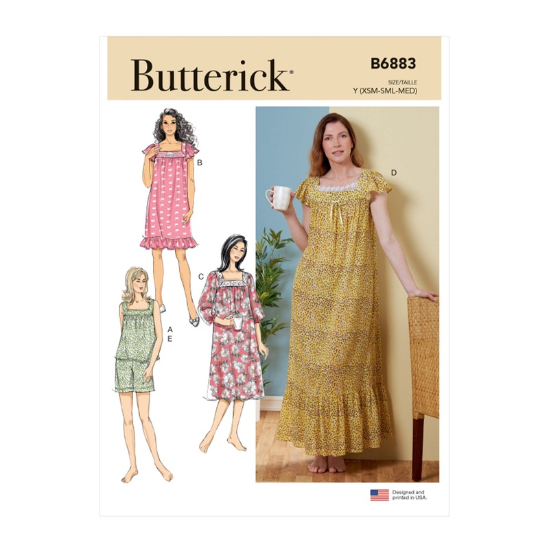 B6883 Misses’ Top, Nightgowns and Shorts