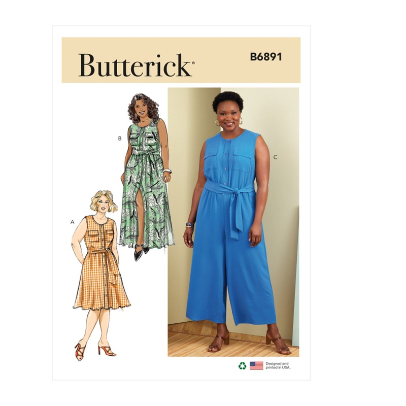 B6891 Women’s Dress, Jumpsuit and Sash