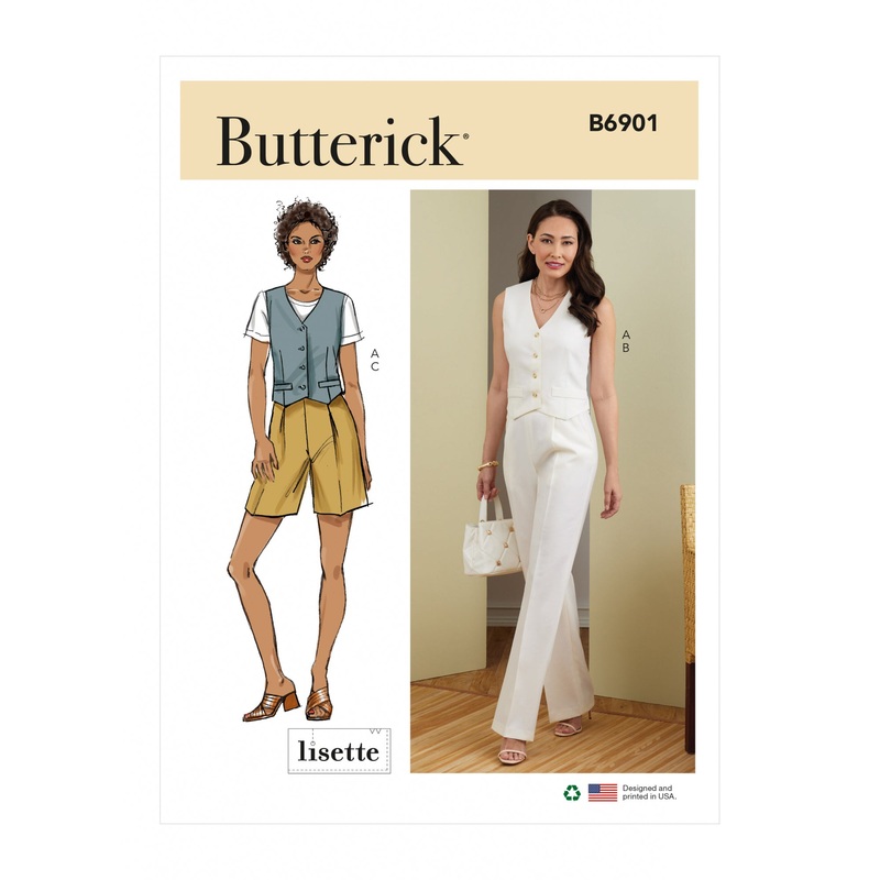 B6901 Lisette Misses’ Waistcoat, Trousers and Shorts