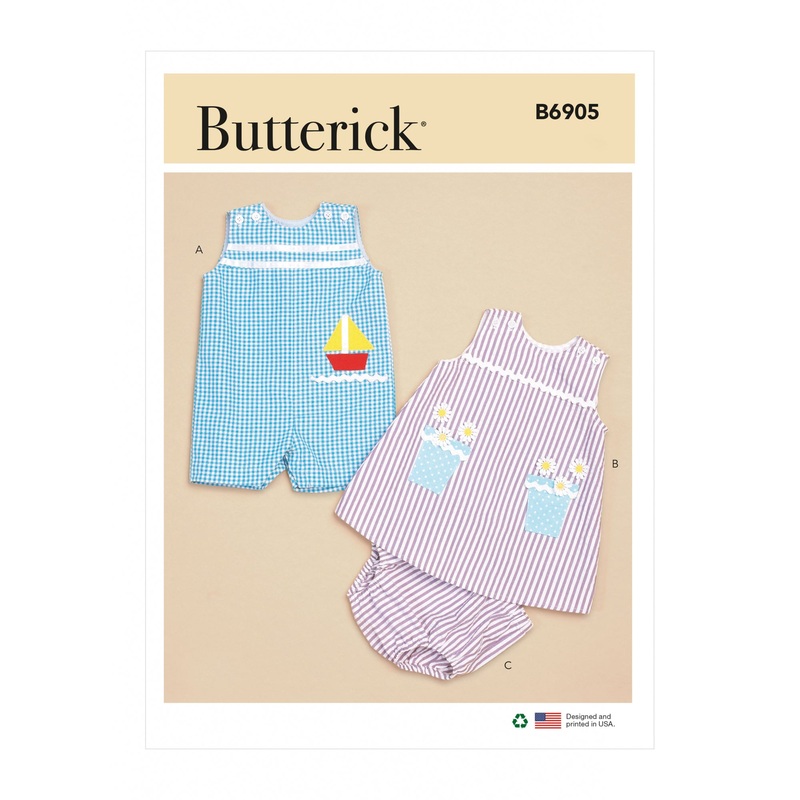 B6905 Baby Overalls, Dress and Panties (NB-S-M-L-XL)