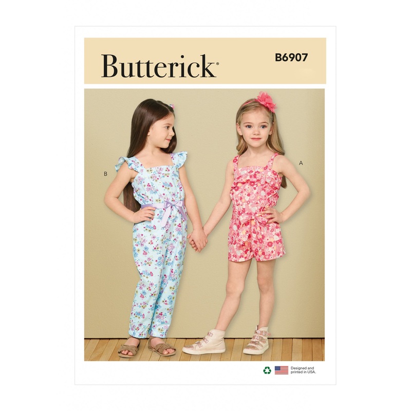 B6907 Children’s Romper, Jumpsuit and Sash (XXS-XS-S-M-L)