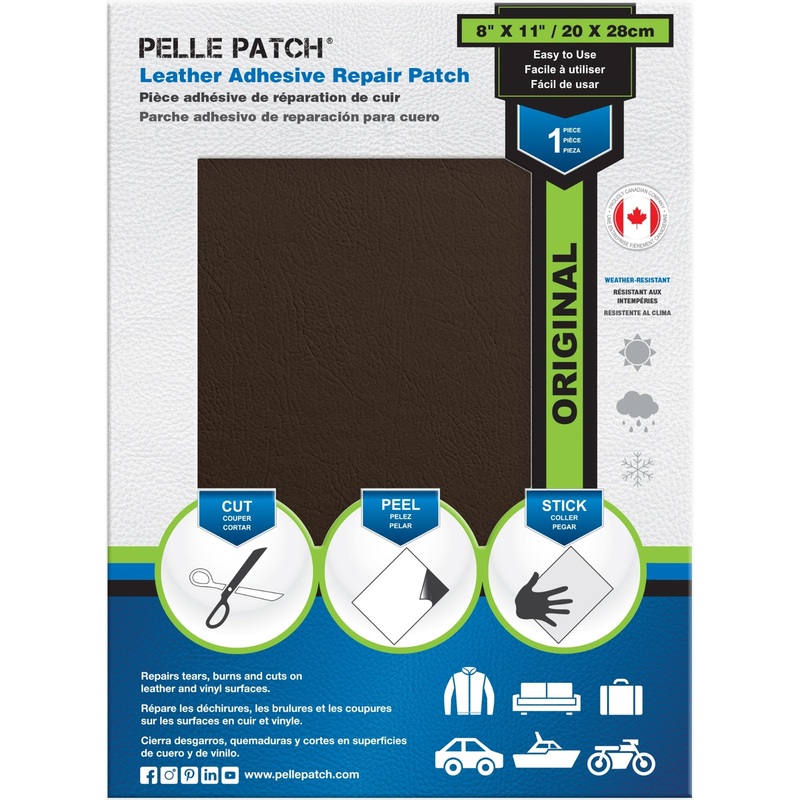 PELLE PATCH Leather Adhesive Repair Patch – Brown – 8 x 11 inch (20 x 28 cm)