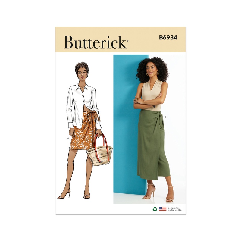 B6934 Misses’ Wrap Skirt in Two Lengths (XS-S-M-L-XL)