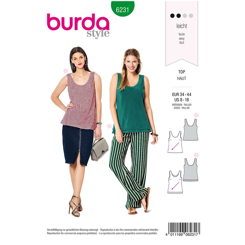 BURDA – 6231 Top with Rounded Neckline
