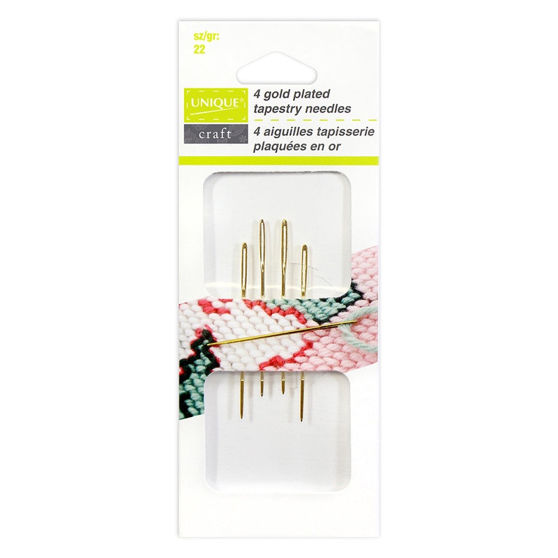 UNIQUE CRAFT Gold Plated Tapestry Needles – size 22 – 4pcs
