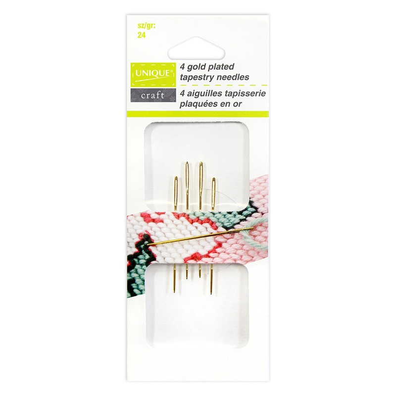UNIQUE CRAFT Gold Plated Tapestry Needles – size 24 – 4pcs