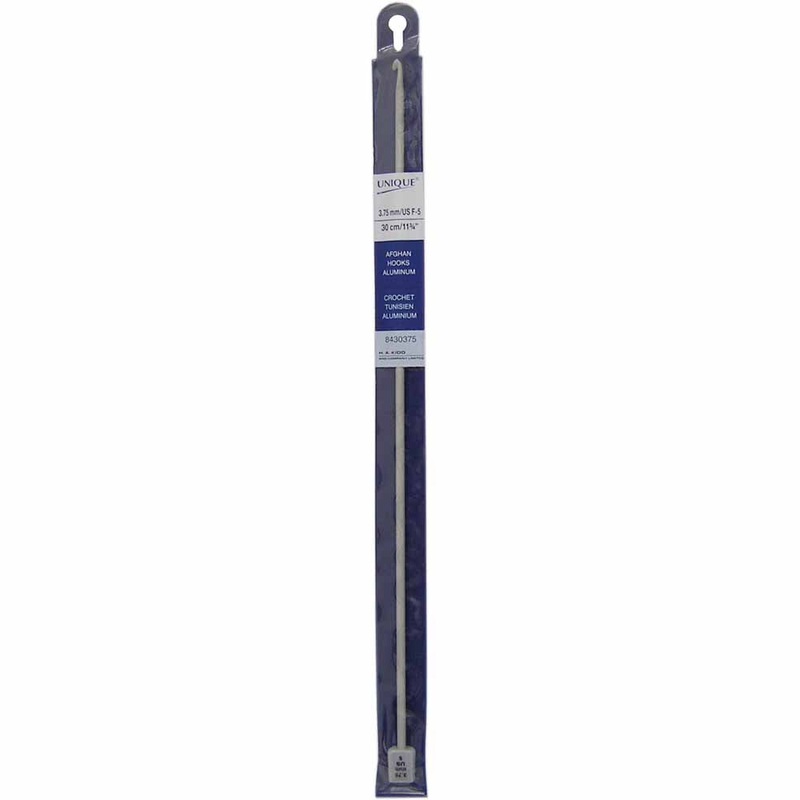UNIQUE CROCHET Tunisian/Afghan Crochet Hook 30cm (12) Aluminum – 3.75mm/US F-5