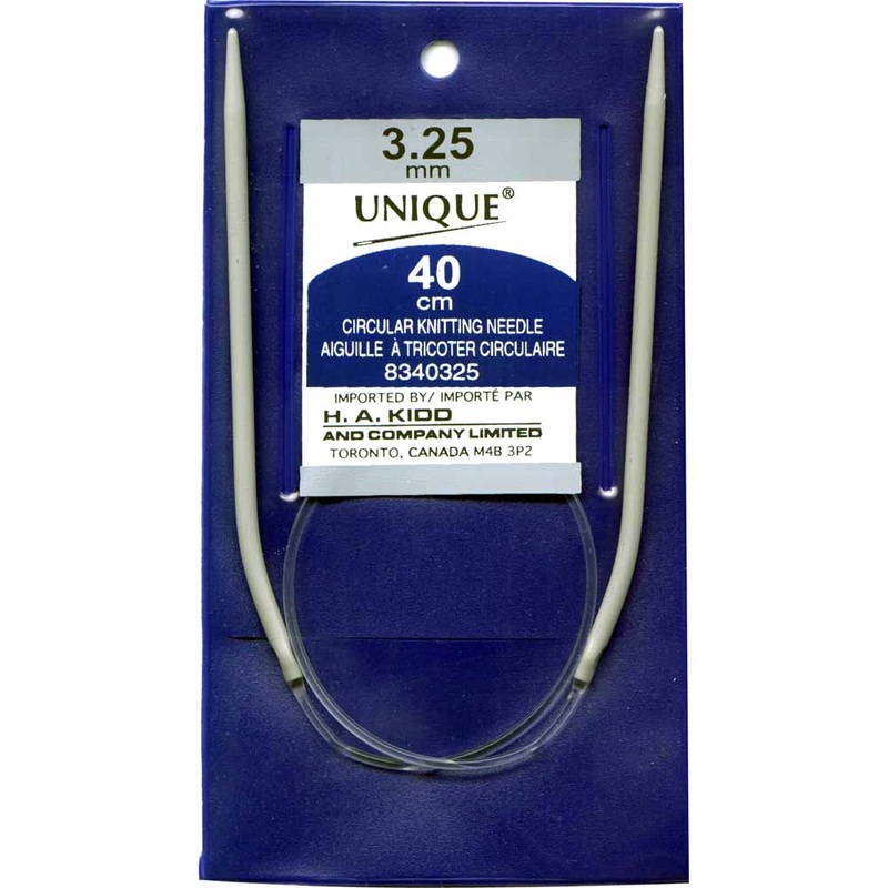 UNIQUE KNITTING Circular Knitting Needles 40cm (16) Aluminum – 3.25mm/US 3
