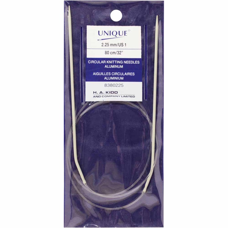 UNIQUE KNITTING Circular Knitting Needles 80cm (32) Aluminum – 2.25mm/US 1