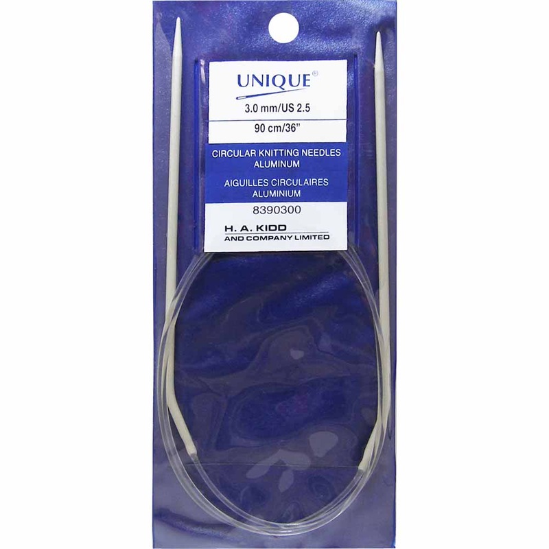 UNIQUE KNITTING Circular Knitting Needles 90cm (36) Aluminum – 3mm/US 2