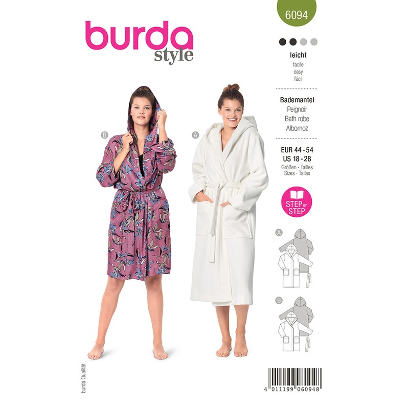 BURDA – 6094 Bathrobe with Hood and Patch Pockets