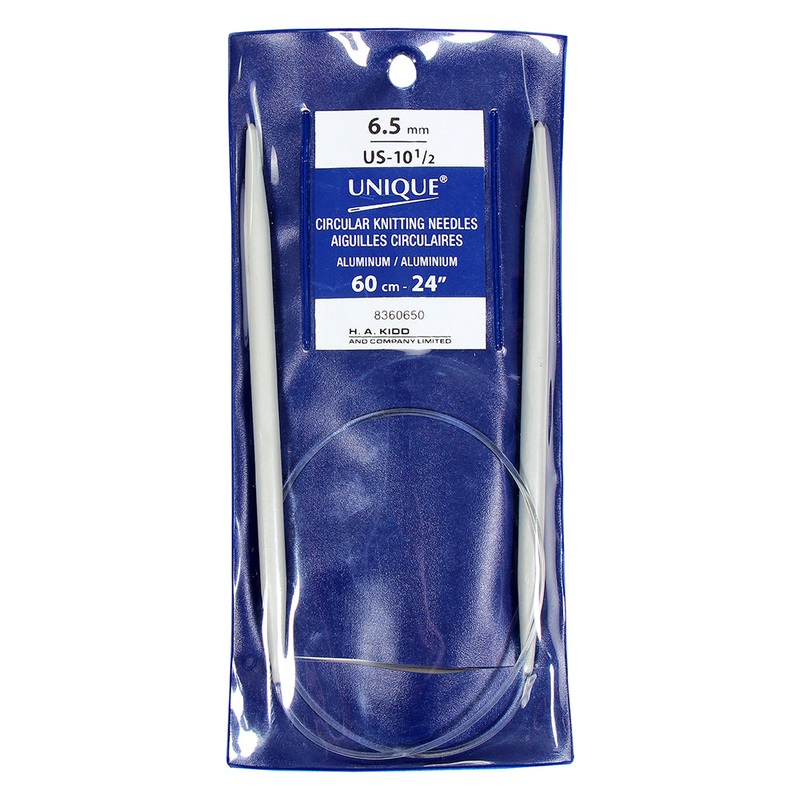 UNIQUE KNITTING Circular Knitting Needles 60cm (24) Aluminum – 6.5mm/US 10.5