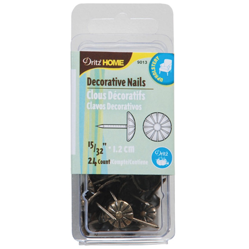 Decorative Nails, 15/32 in, antique brass