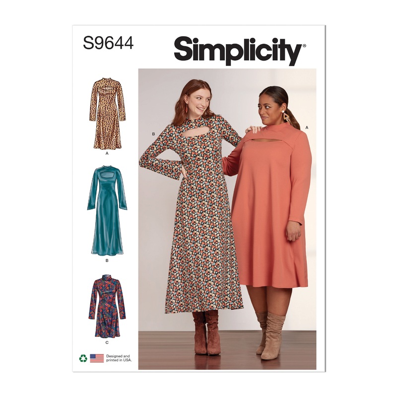 Simplicity S9644 Misses’ and Women’s Knit Dress in Three Lengths