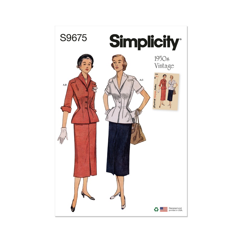 Simplicity S9675 Misses’ Vintage Skirt and Jacket