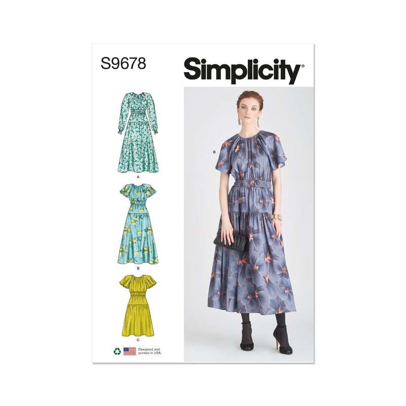 Simplicity S9678 Misses’ Dress with Sleeve and Length Variations