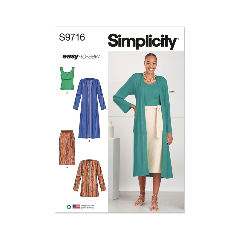 Simplicity S9716 Misses’ Knit Top, Cardigan and Skirt
