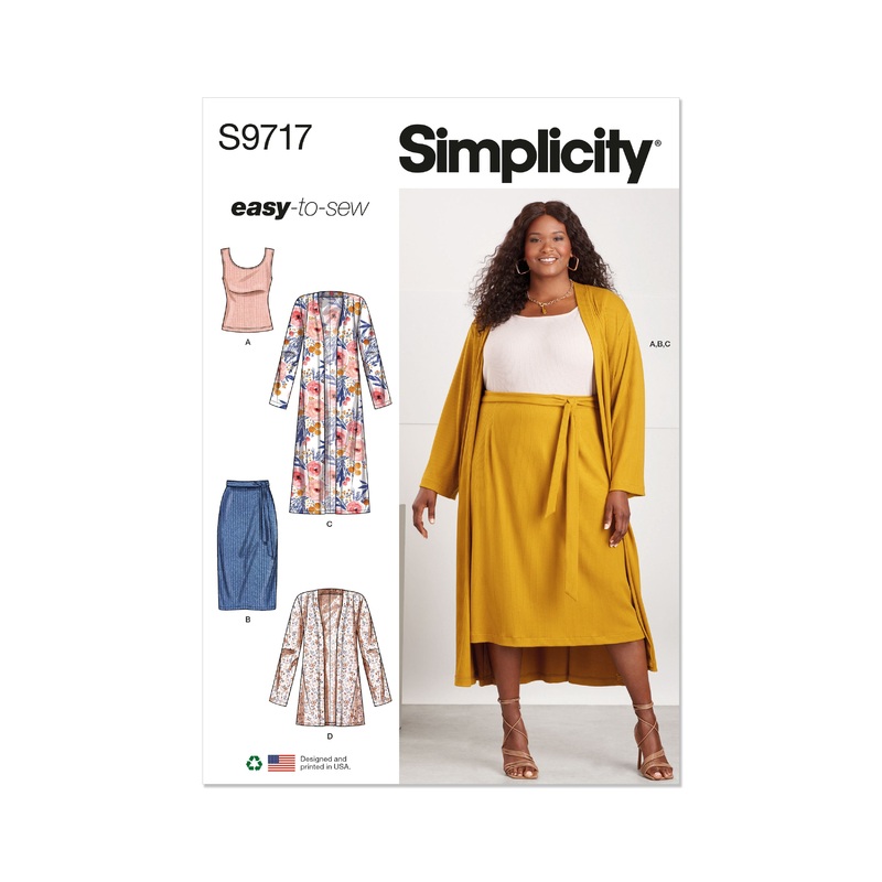 Simplicity S9717 Women’s Knit Top, Cardigan and Skirt