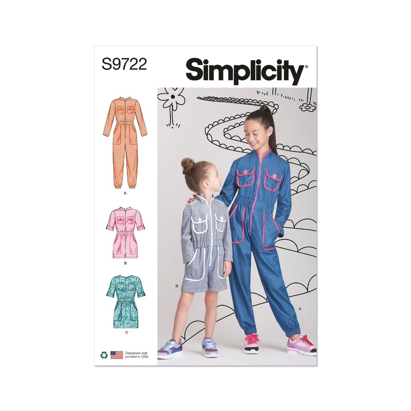 Simplicity S9722 Children’s and Girls’ Jumpsuit, Romper and Dress