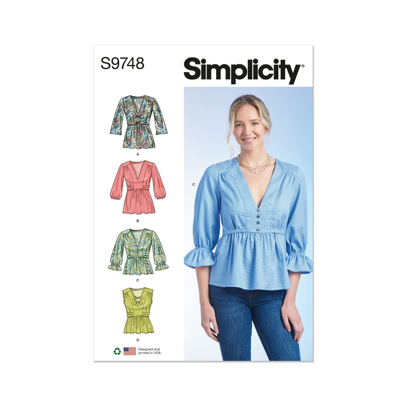 Simplicity S9748 Misses’ Top with Sleeve Variations