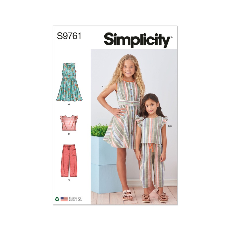 Simplicity S9761 Children’s and Girls’ Dress, Top and Pants