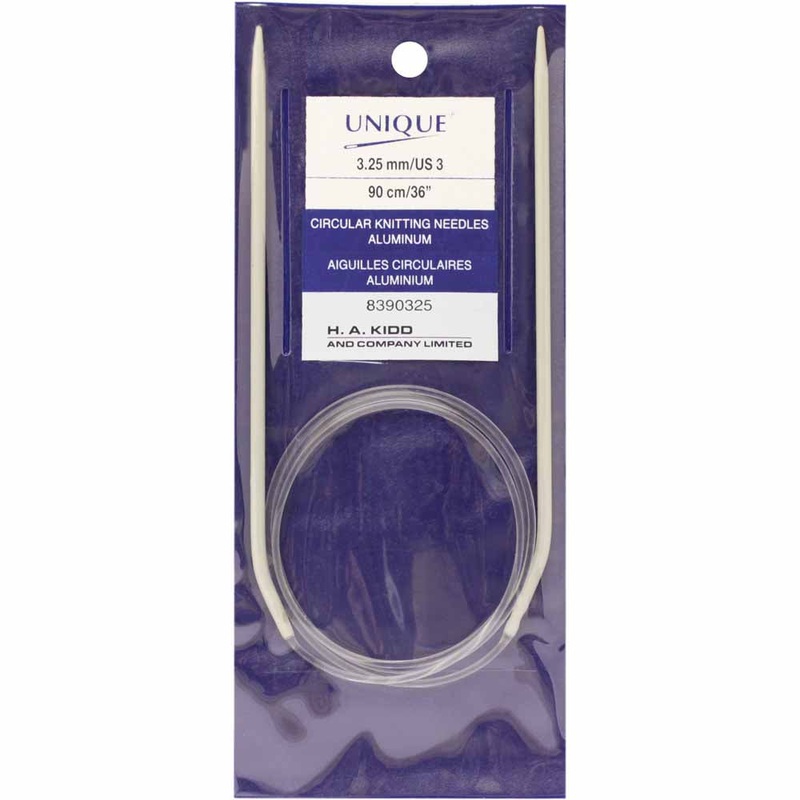 UNIQUE KNITTING Circular Knitting Needles 90cm (36) Aluminum – 3.25mm/US 3