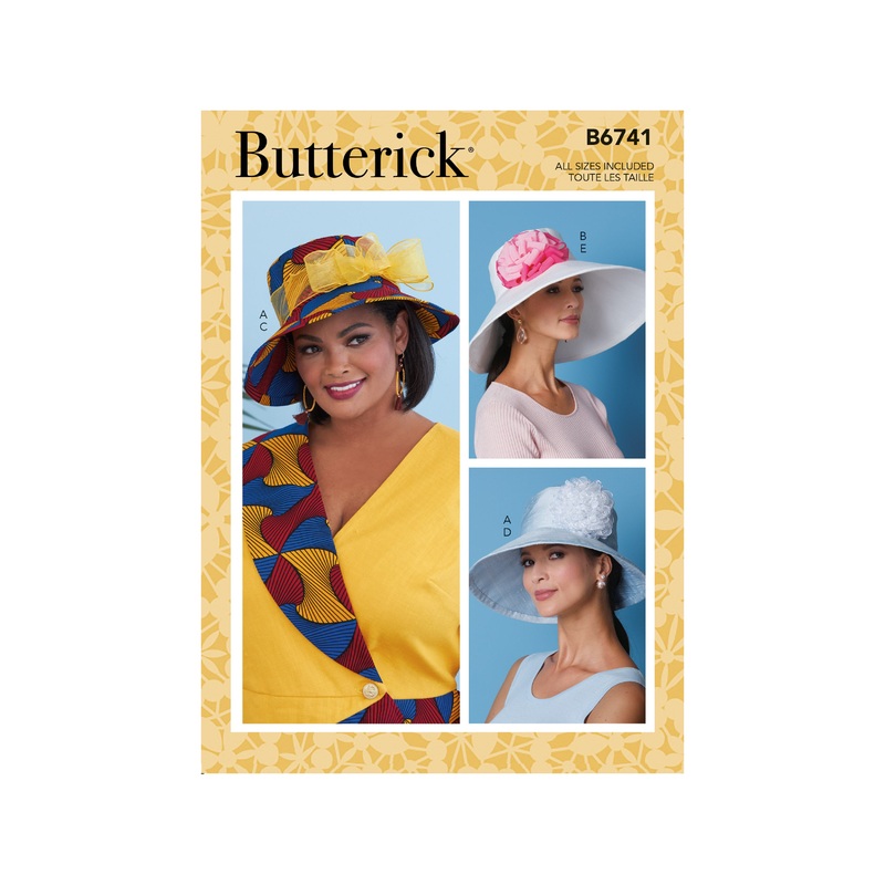 B6741 Misses’ Hats With Ribbon, Flowers & Bow (Size: S-M-L)