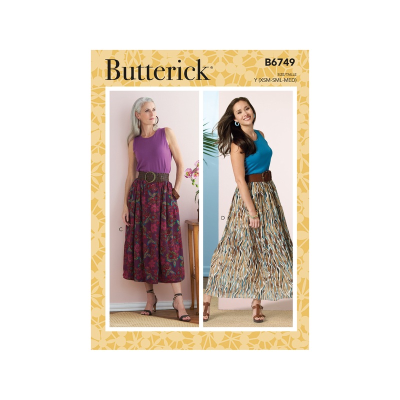 B6749 Misses’ Gathered-Waist Skirts
