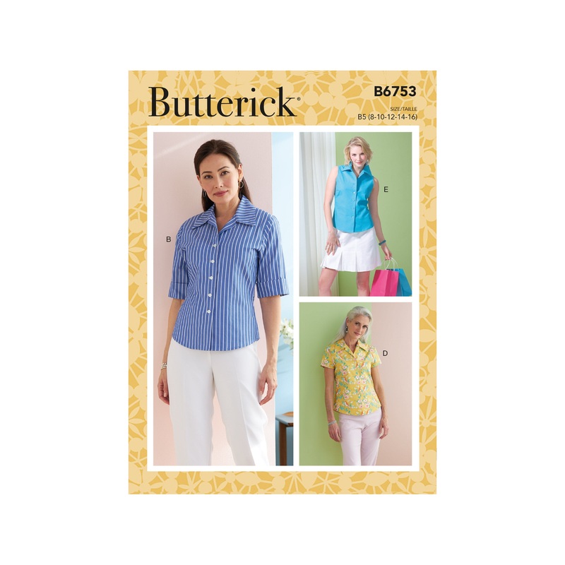 B6753 Misses’/Misses’ Petite Button-Down Shirts