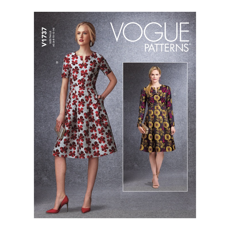 V1737 Misses’ Fit-And-Flare Dresses with Waistband and Pockets