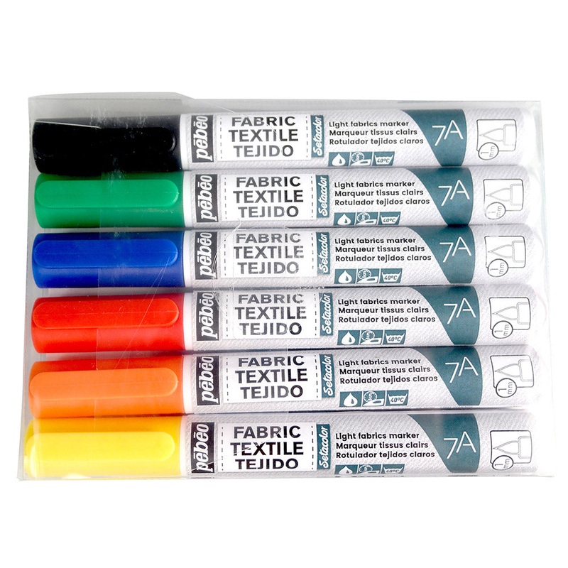 7A LIGHT FABRICS MARKER 1 MM SET OF 6 ASSORTED MARKERS
