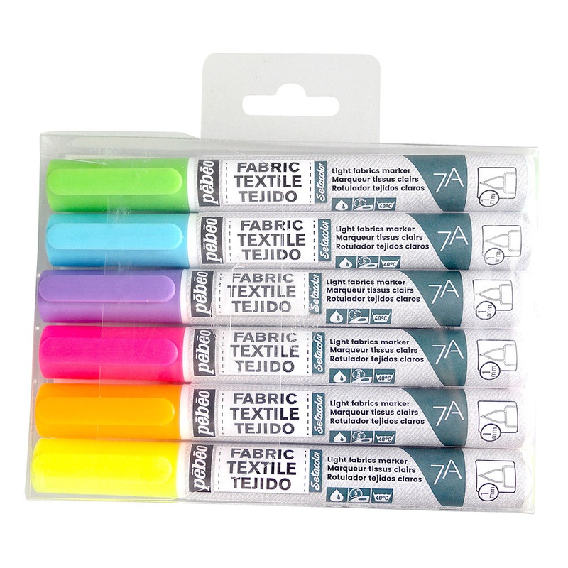 7A LIGHT FABRICS MARKER 1 MM SET OF 6 FLUO MARKERS