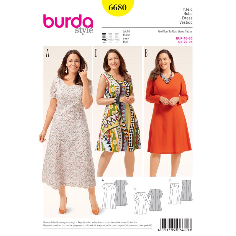 BURDA – 6680 Ladies Dress
