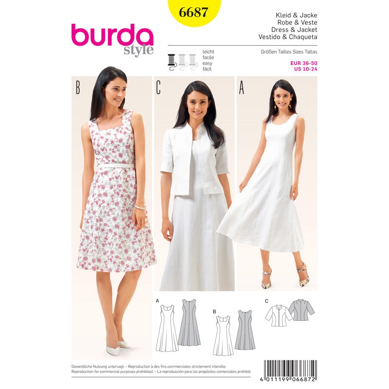 BURDA – 6687 Ladies Dress & Jacket