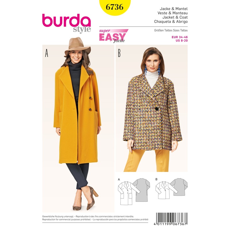 BURDA – 6736 Ladies Jacket/Coat