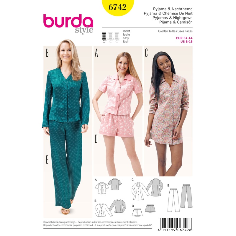 BURDA – 6742 Ladies Pyjama