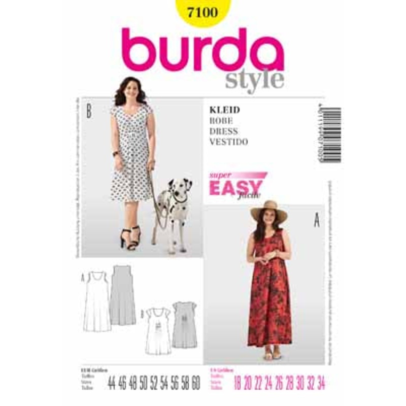 BURDA – 7100 Ladies Dress-Plus