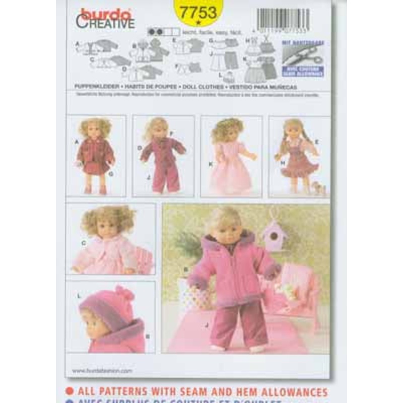 BURDA – 7753 Accessory Doll Clothes
