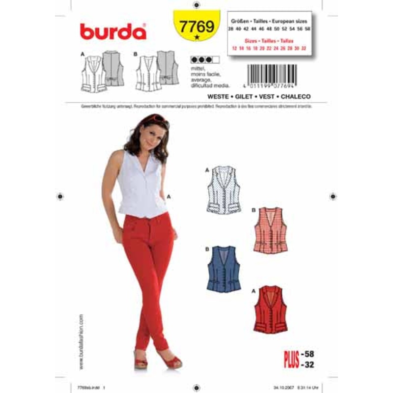 BURDA – 7769 Ladies Vest