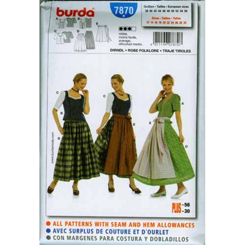 BURDA – 7870 Costume Ladies Folklore