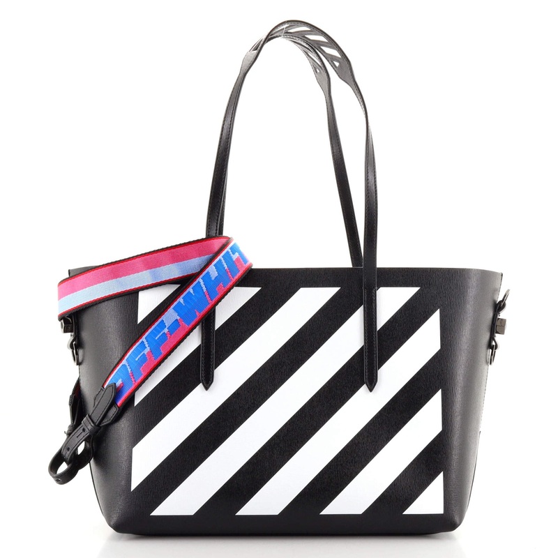 Binder Clip Shopper Tote Striped Leather Large S744817041471