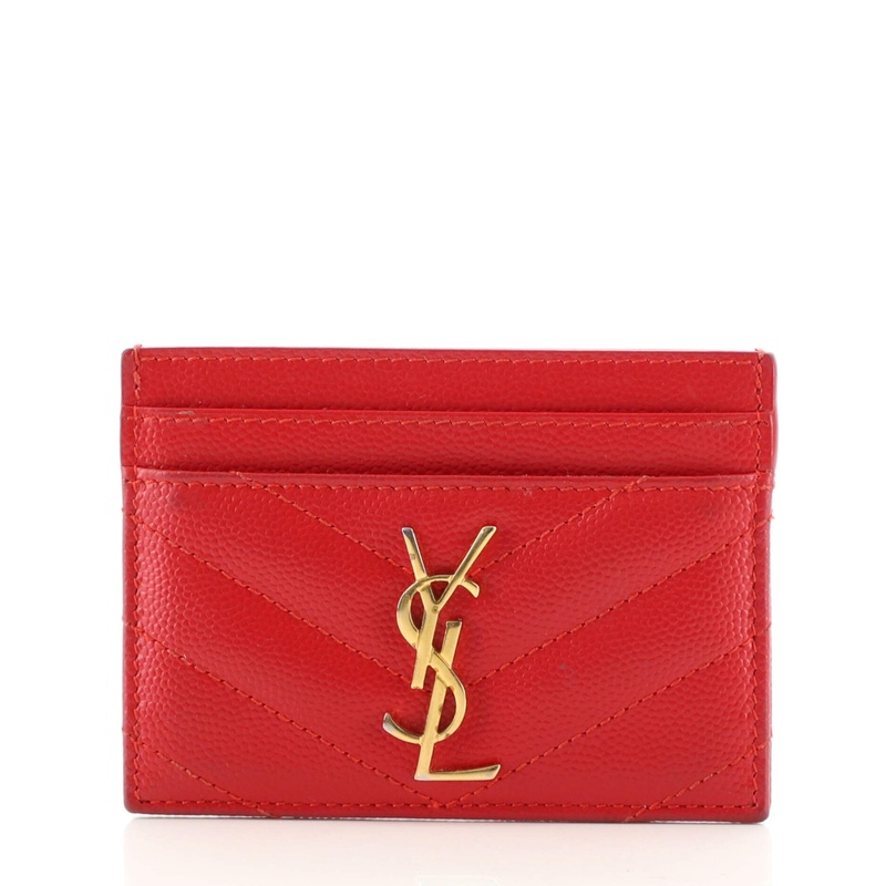 Classic Monogram Card Holder Matelasse Chevron Leather S744817043490