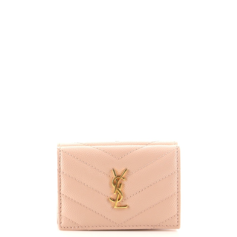 Monogram Trifold Wallet Matelasse Chevron Leather Compact