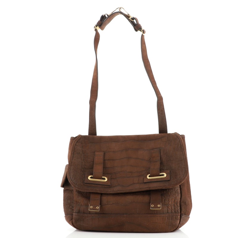 Besace Messenger Bag Crocodile Embossed Nubuck Large S744817038457